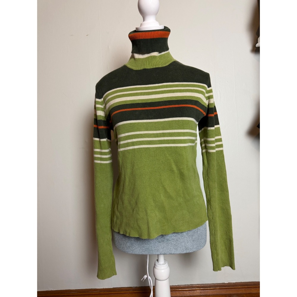 Y2K Striped Turtleneck Sweater Cotton Ribbed Knit Joey potter 90's Dawsons creek